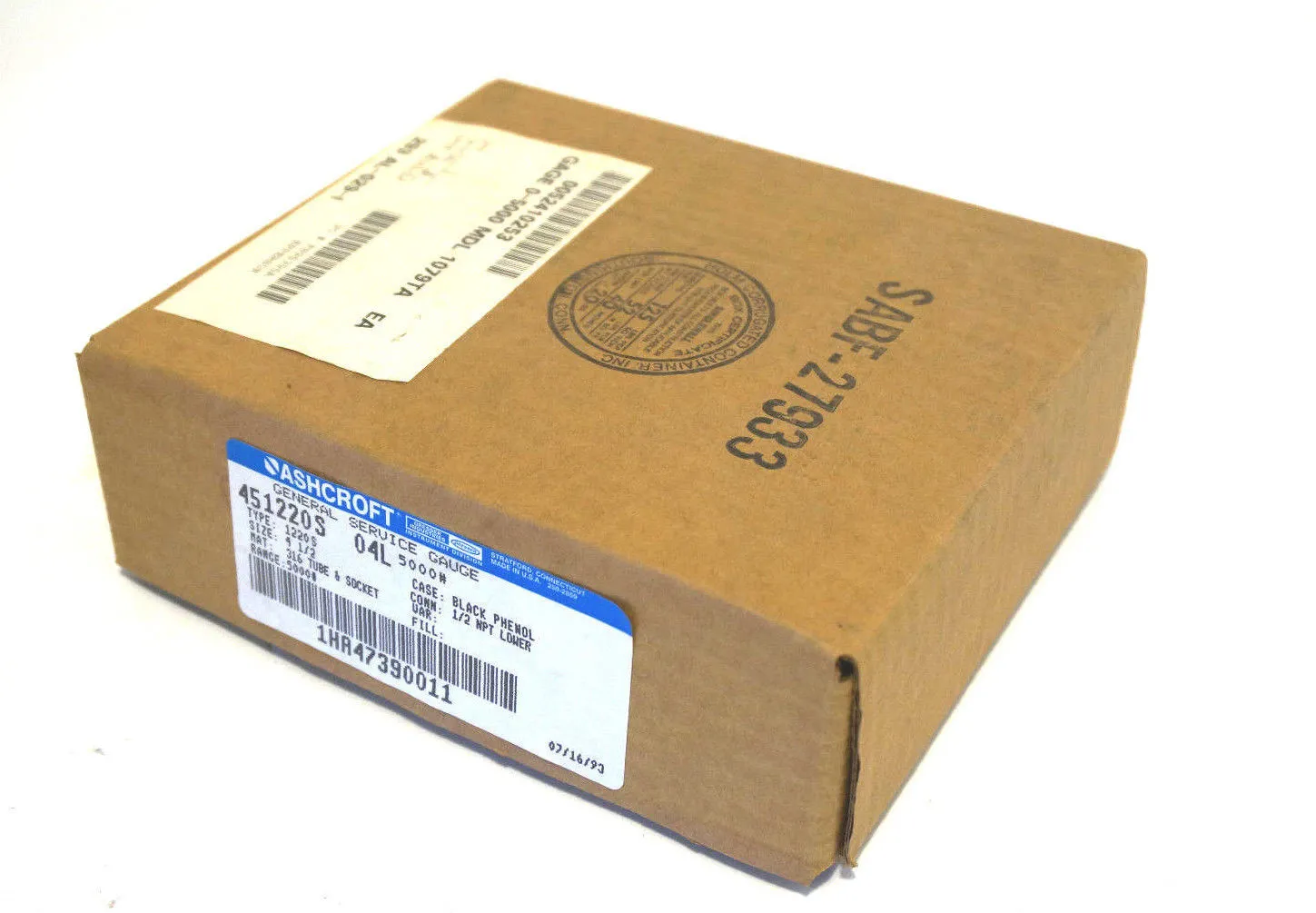 NEW ASHCROFT 45-1220-S-04L-5000 GAUGE 451220S04L5000