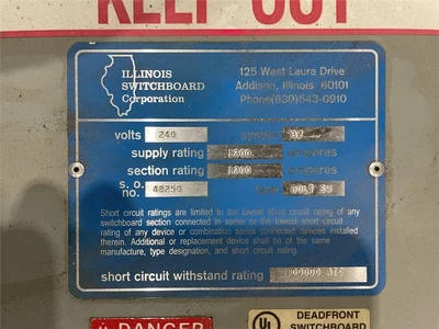 1200 AMP, 240V Illinois Switchboard Disconnect