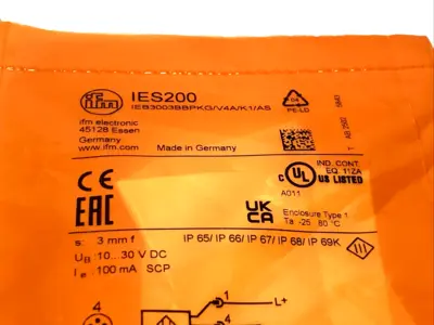 New | in-Stock ifm IEB3003BBPKG/V4A/K1/AS Proximity Sensors Michigan US | Maverick Industrial Sales #1389263