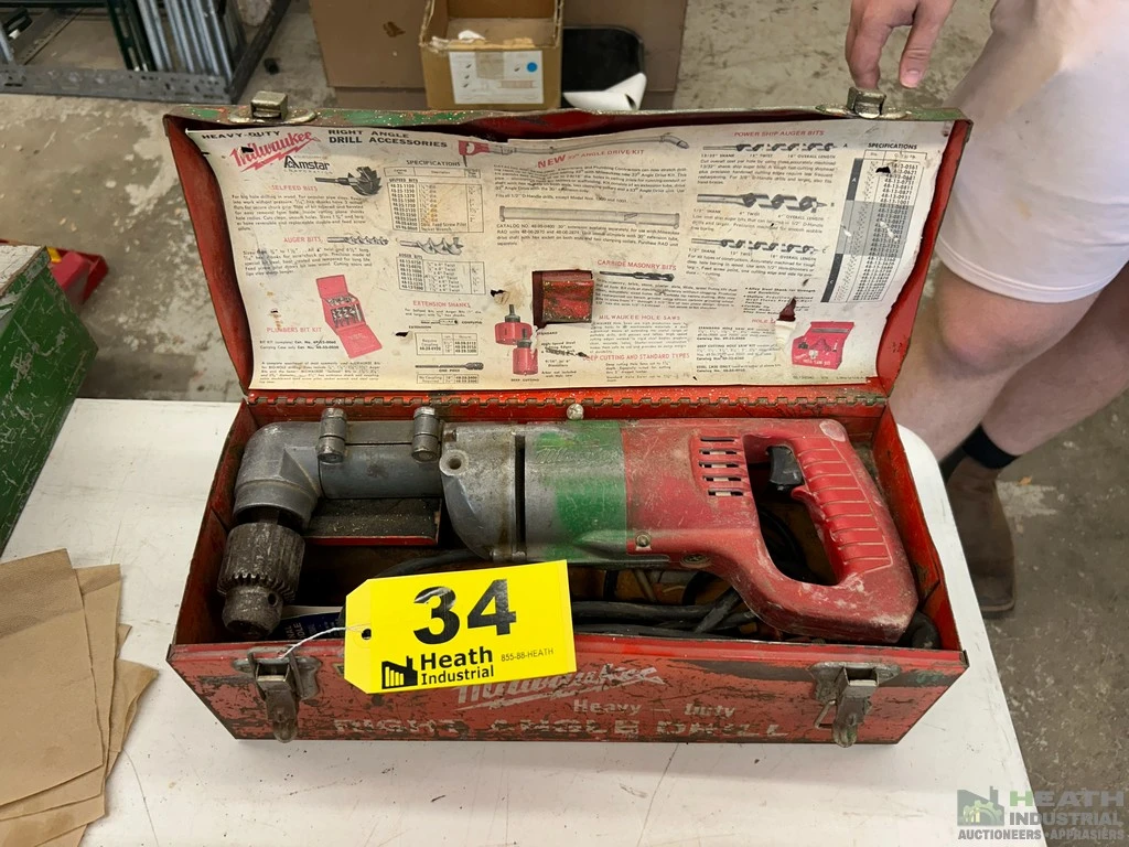 Used _UNKNOWN_ MILWAUKEE 1/2" RIGHT ANGLE DRILL W/ CASE Portable Drills including Magnetic Base Illinois US | Heath Industrial Auction Services #1379481