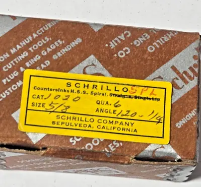 Schrillo 5/8" High Speed Steel Countersink 120 Degree 1/4 #1020 USA Lot of 3