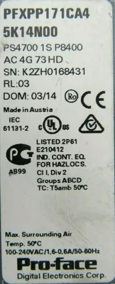 USED PROFACE PFXPP171CA4-5K14N00 OPERATOR PANEL PS4700-1S-P8400 AC-4G-73HD