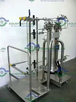 USED BHS FILTRATION STAINLESS STEEL COLUMN SKID W/ 150 PSI COLUMN W/ GATE VALVE