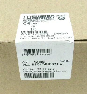 LOT OF 10 NEW SEALED PHOENIX CONTACT PLC-RSC- 24UC/21HC RELAY MODULES PLCRSC24UC