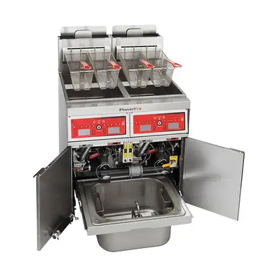 Vulcan 2VK45CF Gas Fryer - (2) 50 Lb Vats, Floor Model, Natural Gas