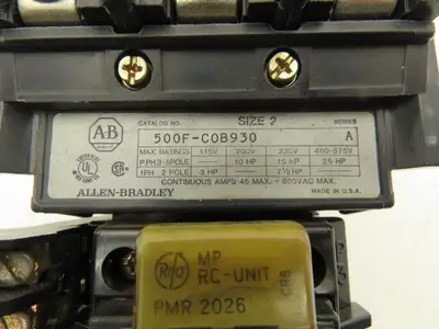 Allen Bradley 500F-COB930 Motor Starter Contactor 25HP 600VAC 3Ph 120VAC Coil