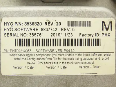 Hyster 8536820 Forklift Control Module Rev 20 Off E80XN