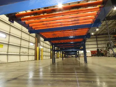 55"x 48' 4" Chain Drive Live Roller Conveyor 48"BF 1.9" Urethane Roller 460V 3PH