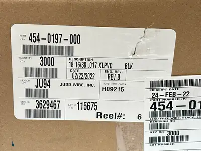 454-0197-000 | Judd Wire  Wire 18 AWG 16/30 .017 XLPVC H0915 3000ft Spool - New