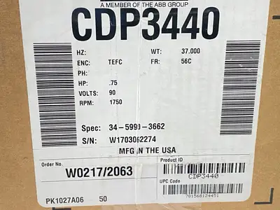 New | in-Stock Baldor Reliance Permanent Magnet Motor 0.75HP 1750RPM 90VDC D.C. Motors Michigan US | Maverick Industrial Sales #1400771