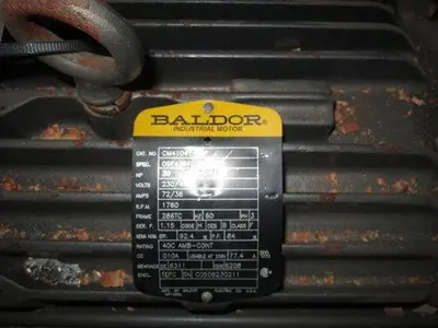 Motor, 30 HP, Baldor, Gearhead, 69 RPM Out, 230/460V #S737271