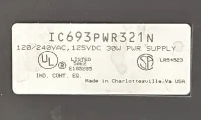 GE Fanuc IC693PWR321N Pow Supply Programmable Controller W/Out Cover (BIN4.4.4)