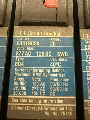 New | in-Stock ITE ED41B020 Miscellaneous Equipment (Electrical & Power) Ohio US | Surplus Asset Holdings #1309777