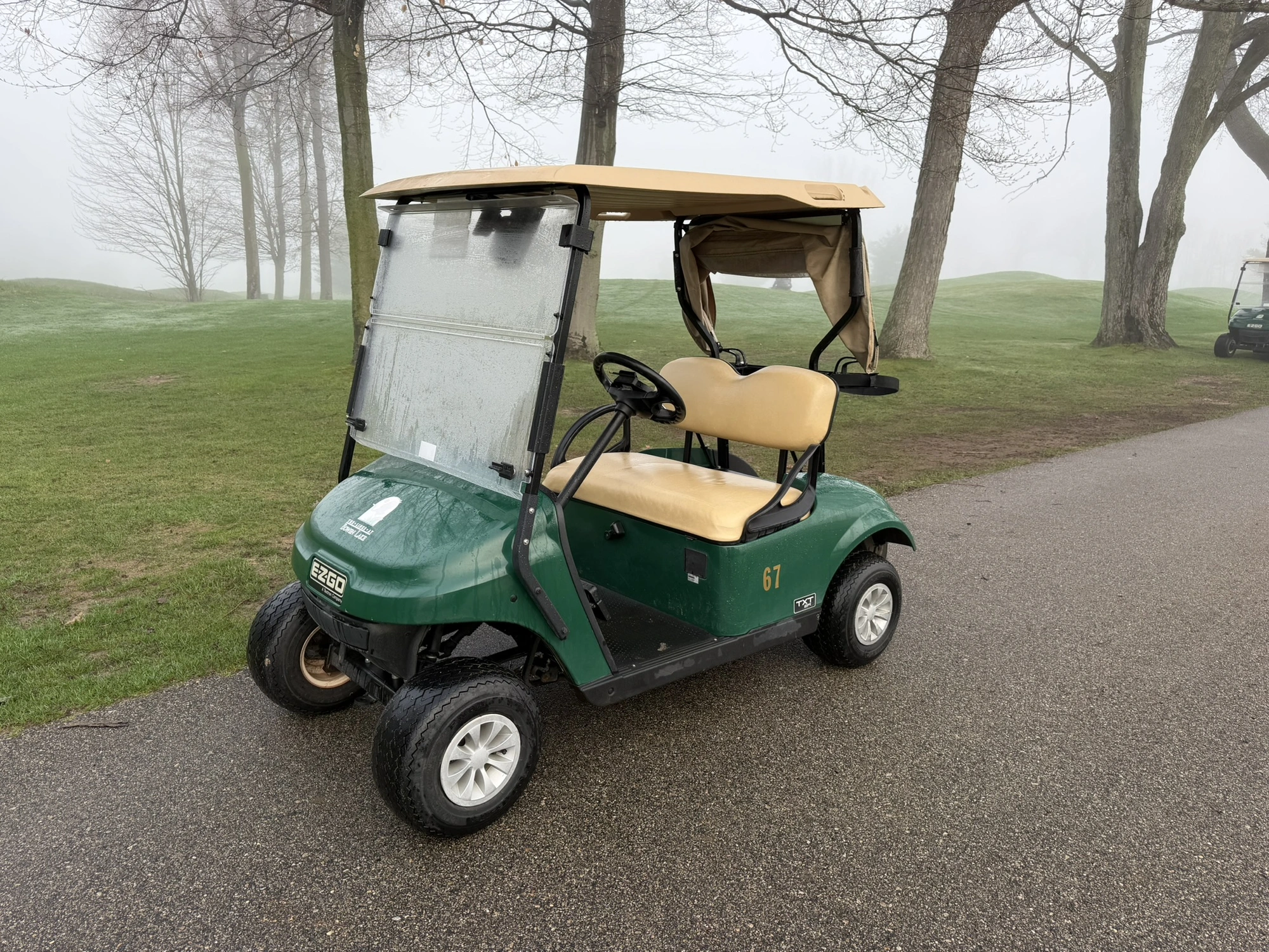 (1) 2019 E-Z-Go EFI golf cart with a Kawasaki gas engine, model 657061G01, includes canopy, fold-dow...