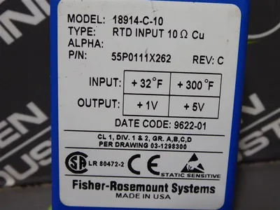 Fisher Rosemount 18914-C-10 RTD Input Relay 55P0111X262 Rev. C Used