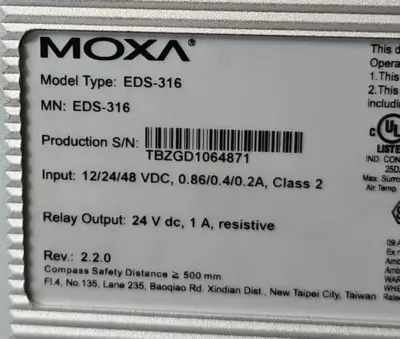 Moxa EDS-316 Unmanaged Industrial Ethernet Switch (BIN412)
