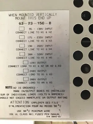 USED SOLA ELECTRIC 63-23-150-8