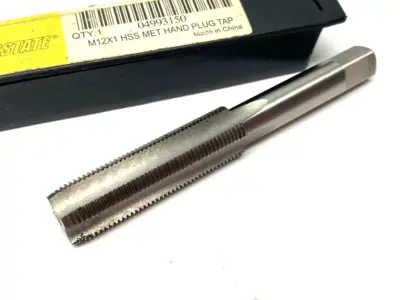 USED INTERSTATE STRAIGHT FLUTE TAP: M12X1 METRIC FINE, 4 FLUTE, PLUG CHAMFER