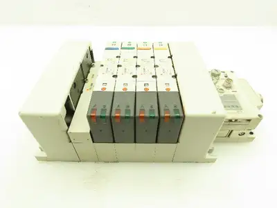 SMC VQC4401-5 Pneumatic Solenoid 4-Valve 5-Station Manifold Block w/EX600-SDN1A