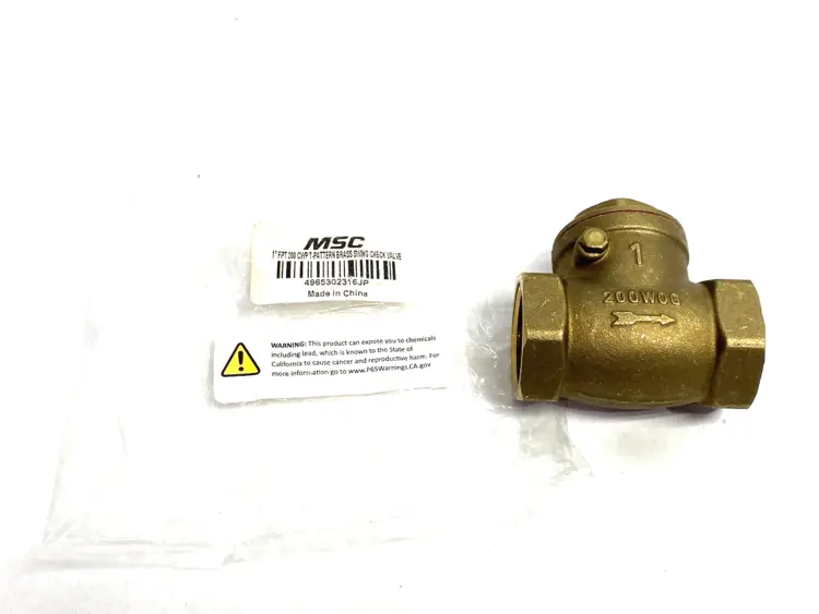Used MSC, VALUE COLLECTION CHECK VALVE, 1" PIPE CHECK SWING, 4965302316JP Valves/Fittings | Maverick Industrial Sales #1099093