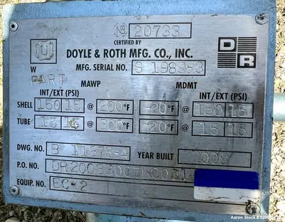 Used DOYLE & ROTH _UNKNOWN_ Heat Exchangers Illinois US | Aaron Equipment #85109