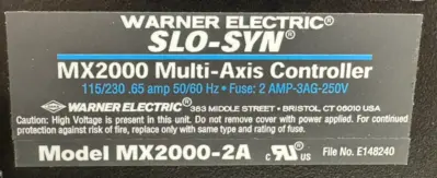 NEW WARNER ELECTRIC MX2000