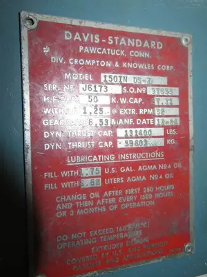 1984 DAVIS STANDARD 150INDS-20 Extrusor de plástico 1 - 1,99" | Perry Equipment (16)