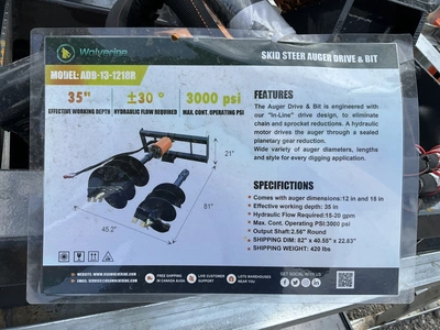 Used WOLVERINE ADB-13-1218R SKID STEER AUGER DRIVE & BIT Skid Augers Michigan US | Miedema Asset Management Group #1322370