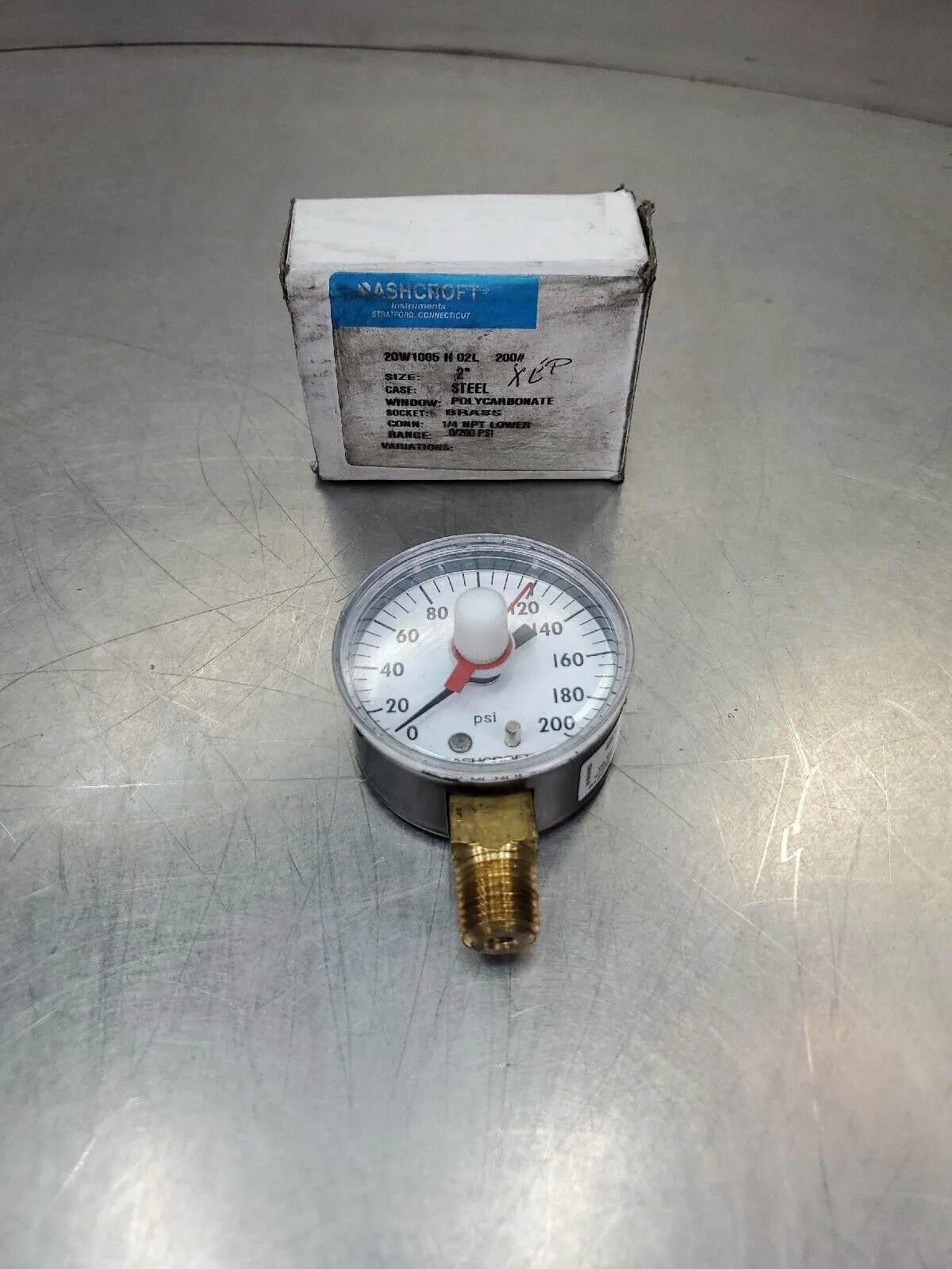 Ashcroft 20W1005 H 02L 2" Pressure Gauge Face 1/4 NPT 0-200 Psi. 6E-3