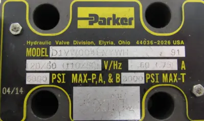NEW PARKER D41VW006E5VYWH CONTROL VALVE D1VW004EVYWH 120V