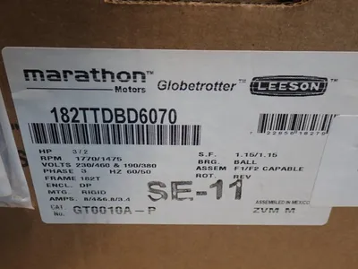 Used MARATHON MOTORS 182TTDBD6070 Motors (misc) Ohio US | HGR 24 #912642
