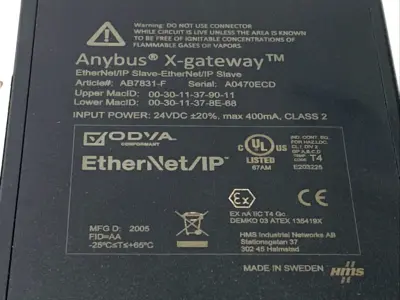 USED ANYBUS, HMS NETWORKS HMS NETWORKS ANYBUS AB7831-F