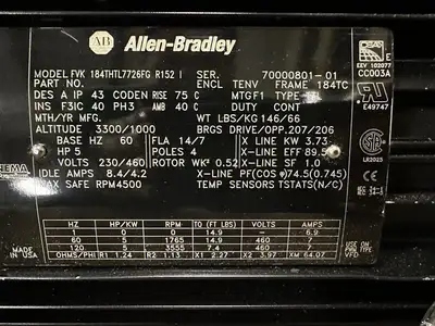 New Allen Bradley Marathon Motors 184Thty7726 Vector Motor,5 Hp. (BIN-7.5.3. )￼