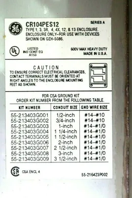 NEW GENERAL ELECTRIC CR104-PES12 PUSHBUTTON ENCLOSURE 2HOLE CR104PES12