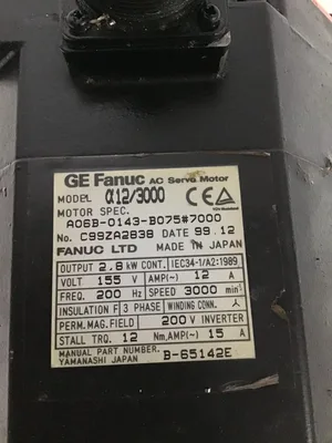 GE Fanuc A/C Servo Motor 012/3000; 155 V 12 A