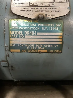 Ametek Rotron DR404 Regenerative Blower/Fan 1HP 3450RPM 3PH