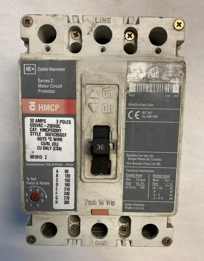Used CUTLER-HAMMER HMCP030H1 Miscellaneous Equipment (Electrical & Power) | Surplus Asset Holdings #1188732