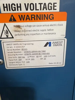 Used ANEST IWATA OFBSTE-10HHH-80-T460 Air Compressors (Misc) South Carolina US | ESS Industrial Equipment Sales #1352866