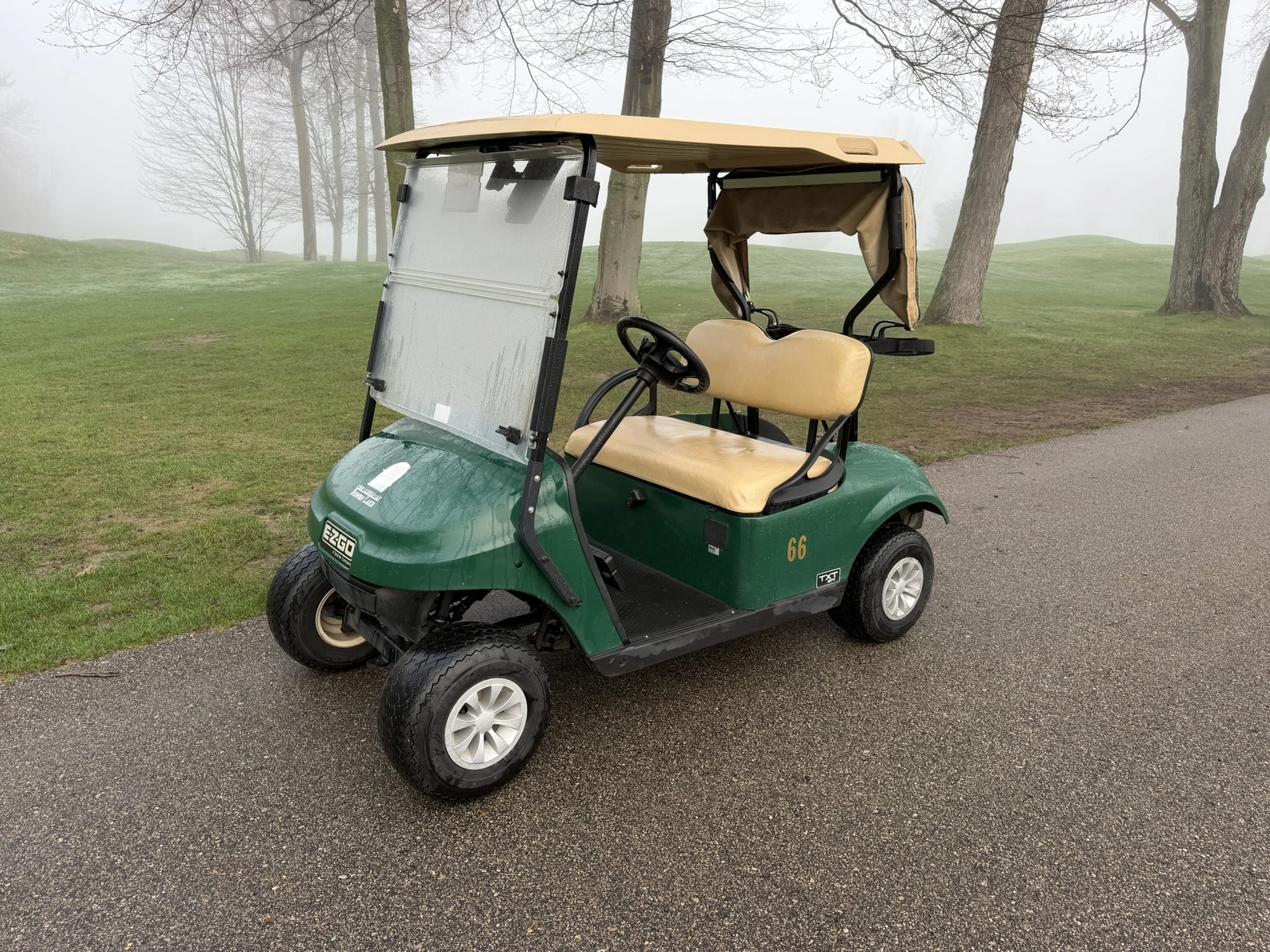 (1) 2019 E-Z-Go EFI golf cart with a Kawasaki gas engine, model 657061G01, includes canopy, fold-dow...