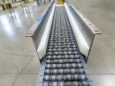 New London Engineering 8"x 6' 6" Plastic Roller Belt Accumulating Conveyor 30FPM