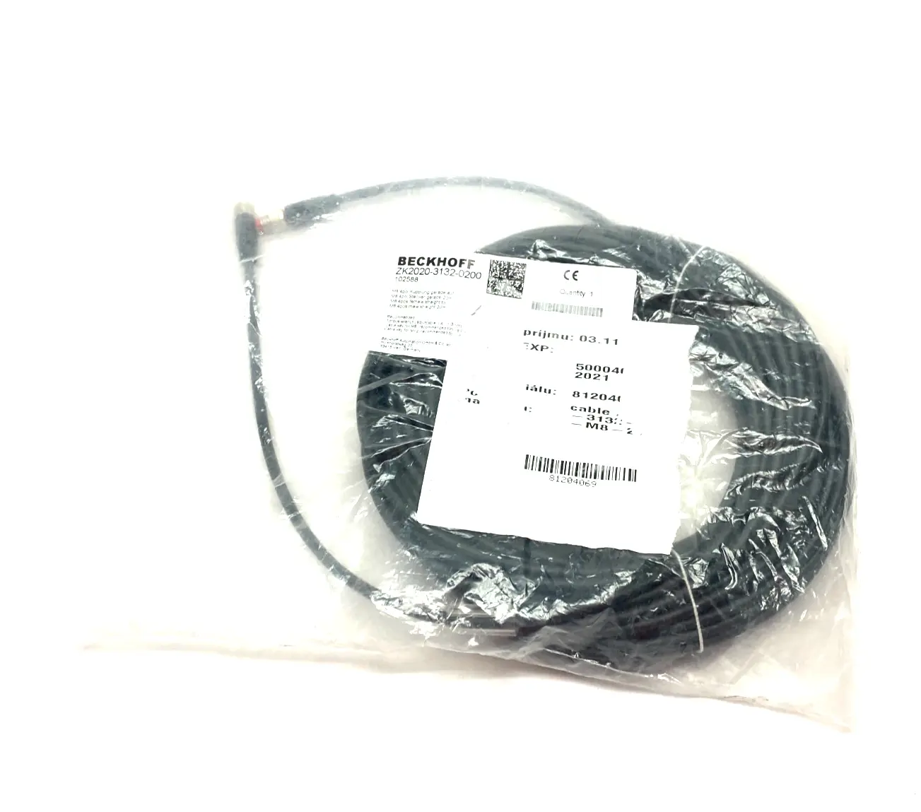 NEW BECKHOFF DOUBLE ENDED POWER CABLE M8 4-PIN 20M LENGTH