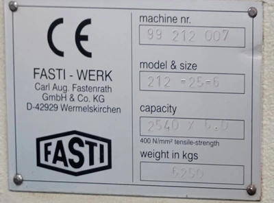USED 1999 Fasti 212-25-6