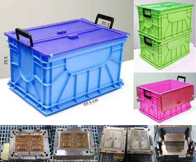 Flip Top Crate with Handle mold