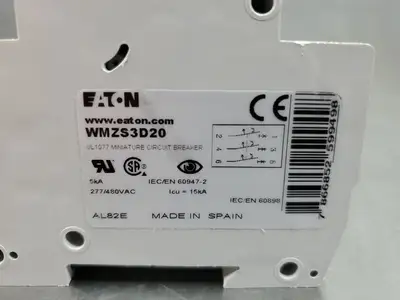 USED Eaton WMZS3D20 Circuit Breaker, 20A, 3Pole, 400V