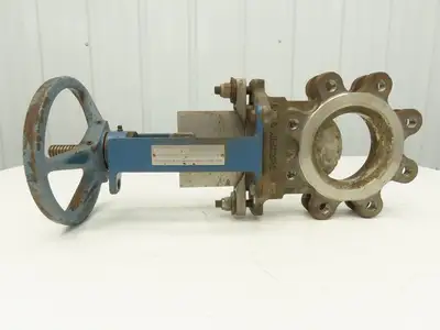 DeZurik KGLM 4" Stainless Lug Knife Gate Valve Rising Stem Metal Seat 304SS