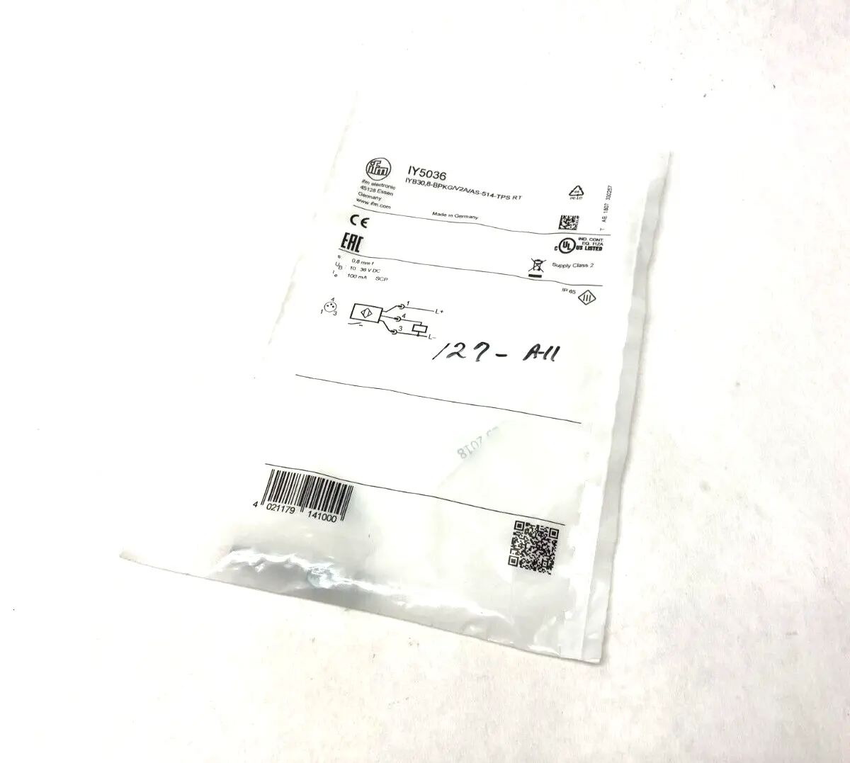IYB30,8-BPKG/V2A/AS-514 RT, IY5036 | Ifm IY5036 Inductive Sensor PNP M8 Connection IYB30,8-BPKG/V2A/AS-514 RT - New