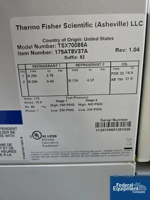 USED ThermoFisher Scientific Thermo Fisher Scientific ULT Freezer, Model TSX70086A