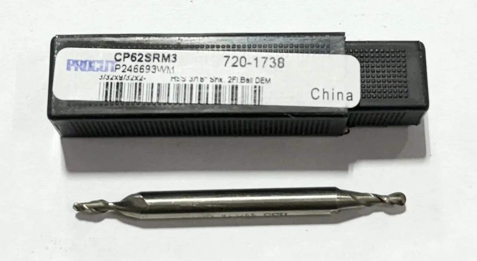 ProCut 3/32" x 3/16" HSS Ball Nose Double End Mill 2 Flute