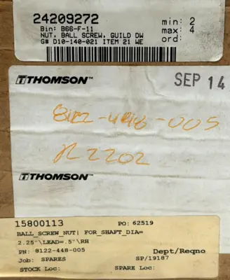NEW SEALED THOMPSON 8122-448-005 PRECISION BALL NUT 8122448005
