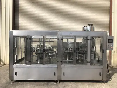 USED 2014 ZHANG J IAGANG, BEIJING CHINA TRI-BLOCK 40 VALVE BOTTLE RINSER, FILLER, CAPPER